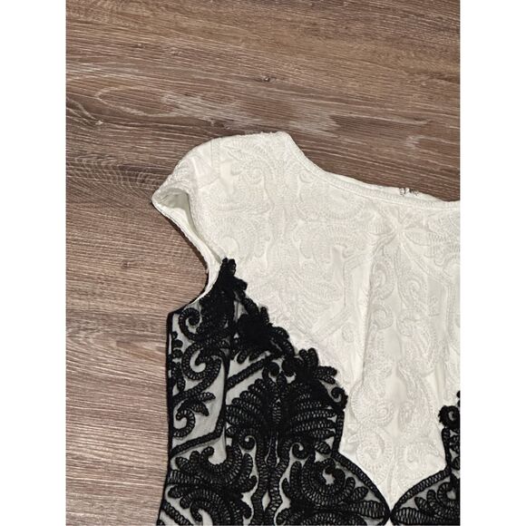 Tadashi Shoji black white lace midi dress semi formal 8 - Picture 3 of 11